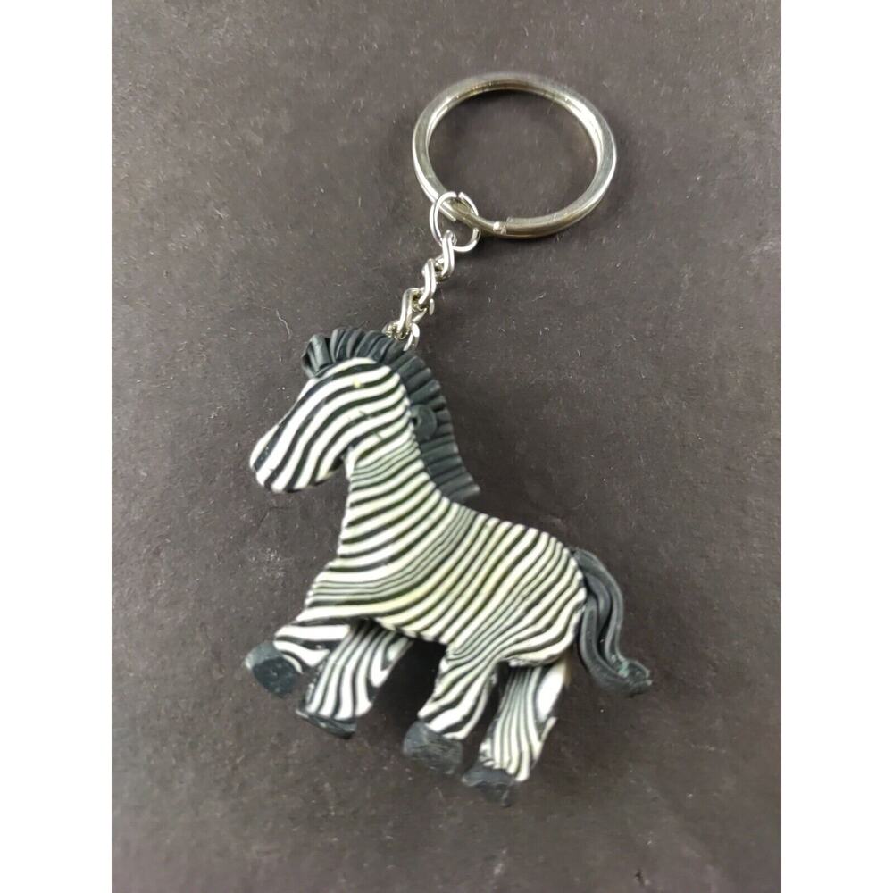 Zebra Polymer Clay Homemade Keychain - Picture 4 of 4